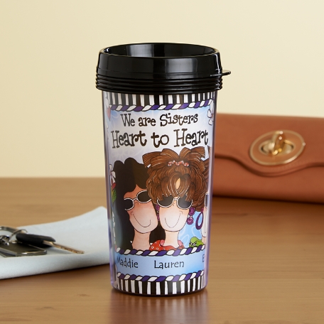 Sisters Heart to Heart Travel Mug by Suzy Toronto