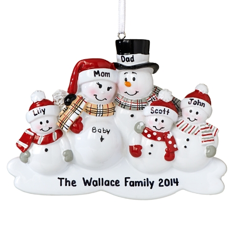 We're Expecting Family Ornament -  Couple and 3 Children
