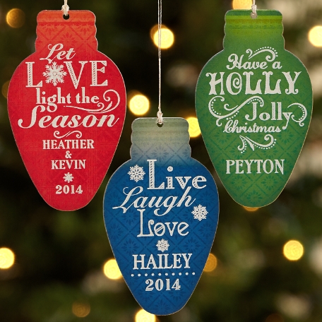 Merry & Bright Light Bulb Ornament
