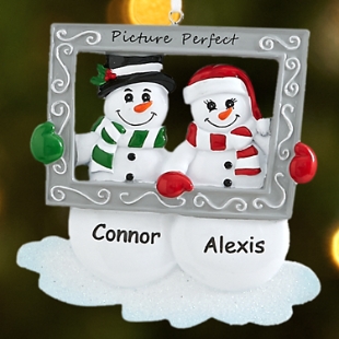 Picture-Perfect Snowman Couple Ornament