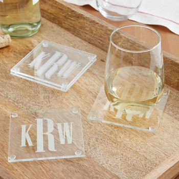 Timeless Monogram Glass Coaster Set