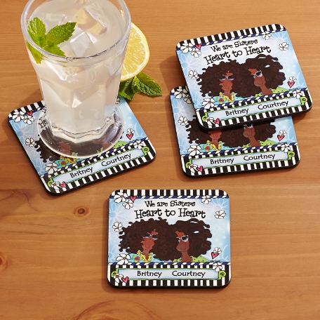 Sisters Heart to Heart Coaster Set by Suzy Toronto