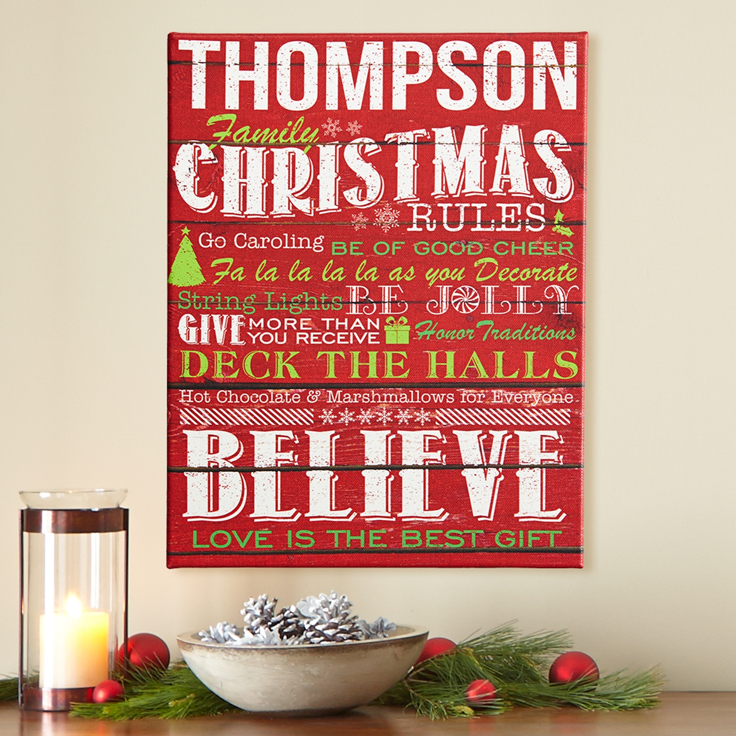 Family Christmas Rules Canvas Personal Creations