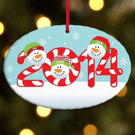 2014 Snowman Family Oval Ornament