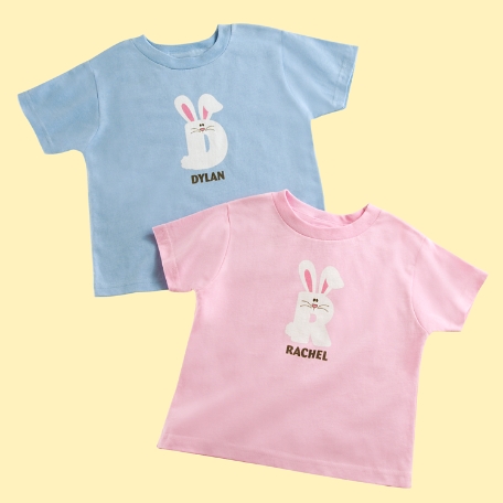 Hoppy Bunny Initial T-Shirt