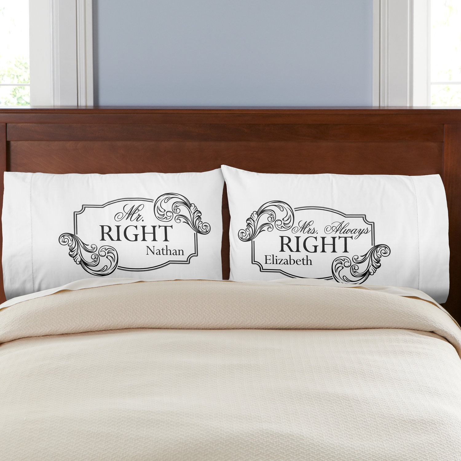 Mr. Right Mrs. Always Right Pillowcases - Set of 2