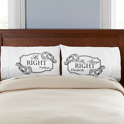 Mr. Right & Mrs. Always Right Personalized Pillowcases - Set of 2