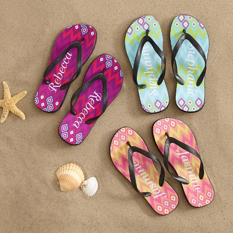 Ikat Print Flip-Flops