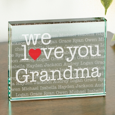 I/We Adore Personalized 2 Sided Glass Block