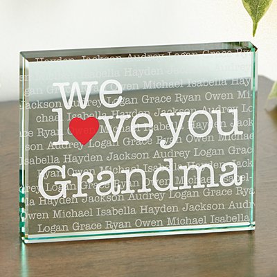 I/We Adore Personalized 2 Sided Glass Block
