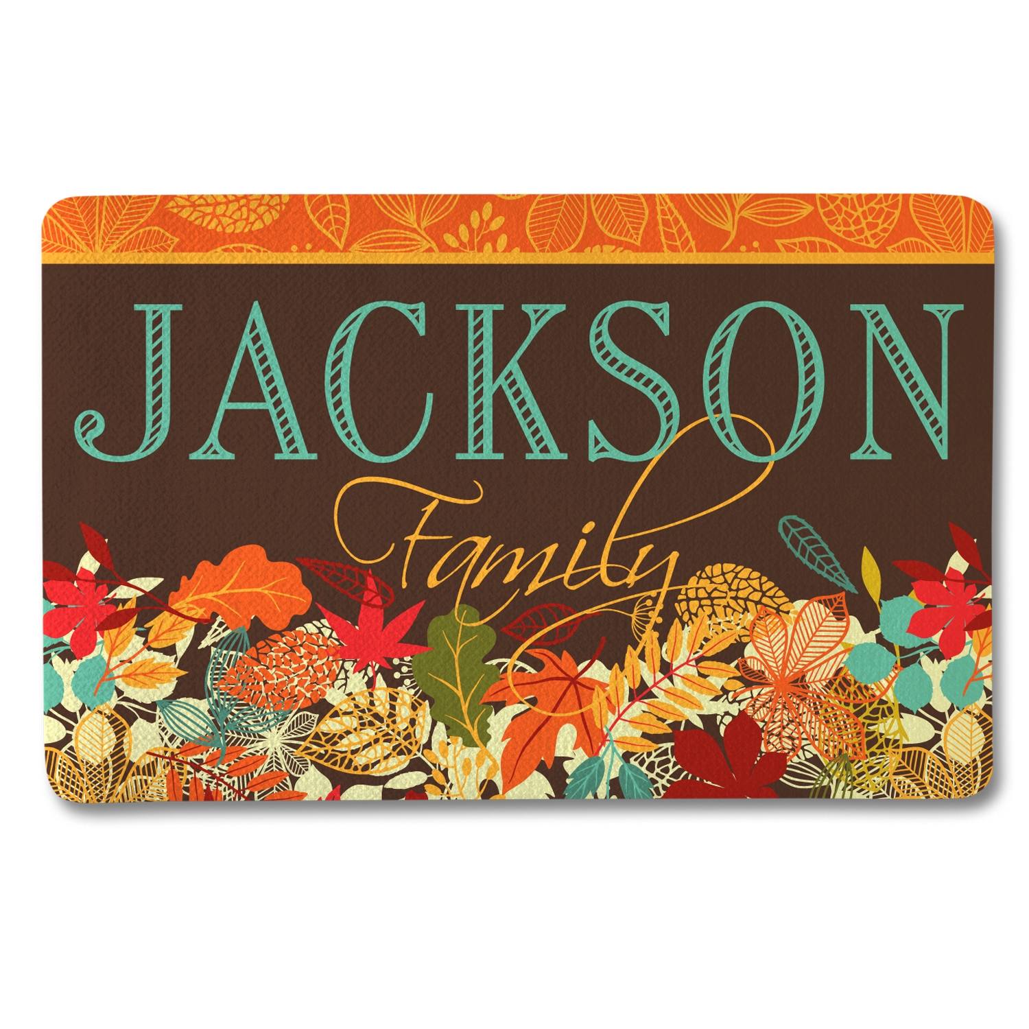 Colorful Fall Family Doormat-17x27