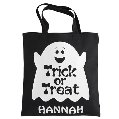 Ghostly Glow Glow In The Dark Halloween Black Treat Bag - Ghost