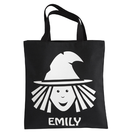 Ghostly Glow Glow In The Dark Halloween Black Treat Bag - Witch