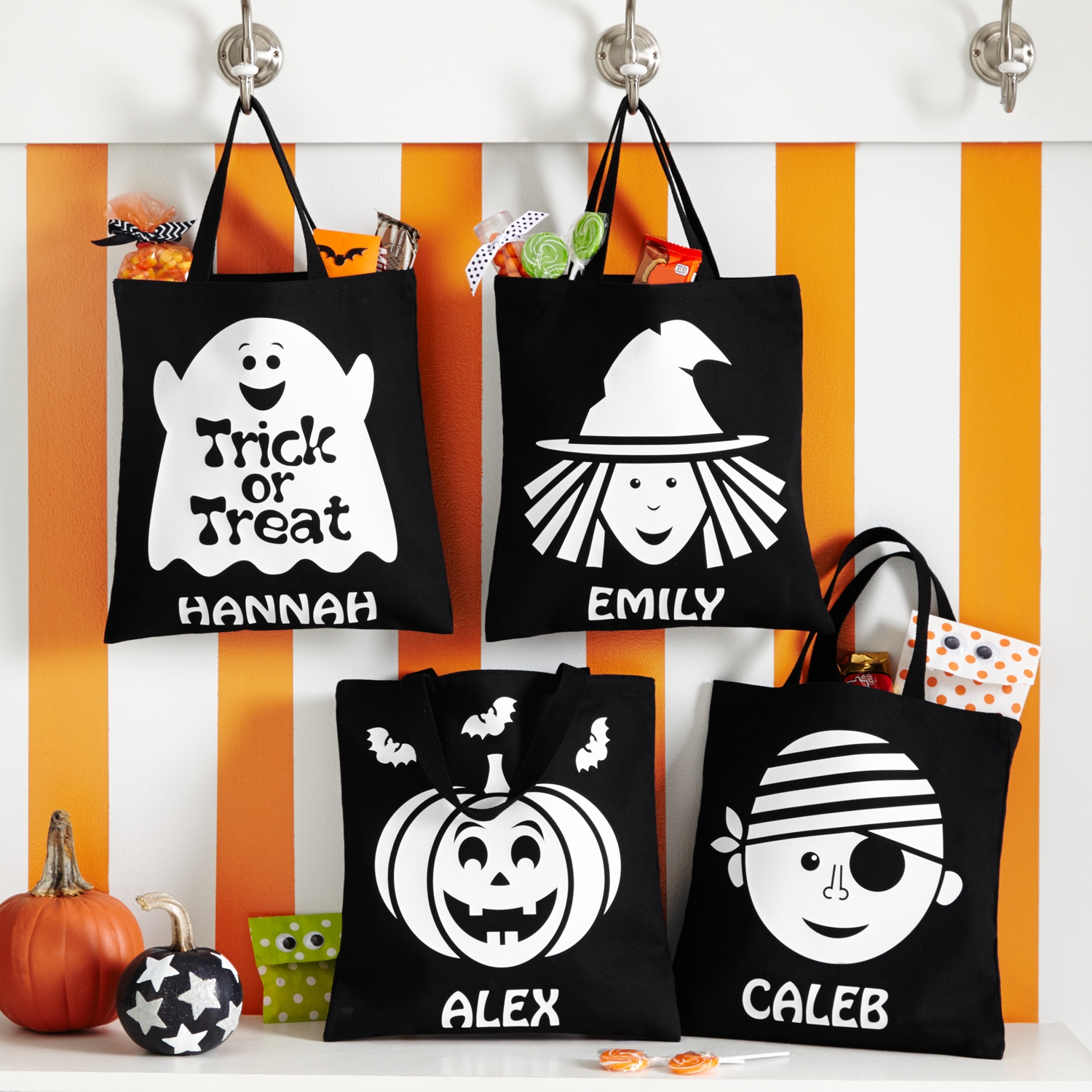 Ghostly Glow Glow In The Dark  Halloween Black Treat Bag