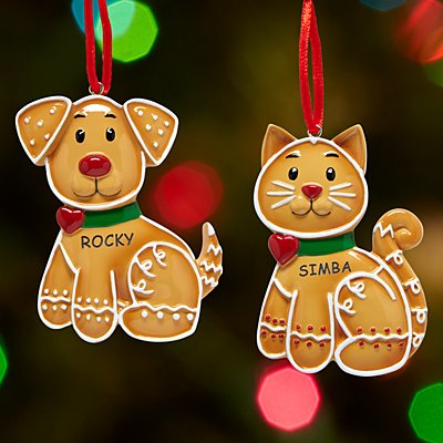Gingerbread Dog and Cat Ornament