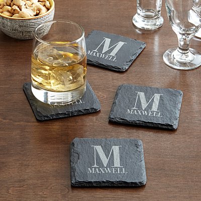 Personalized Slate Coaster Set - Initially Yours