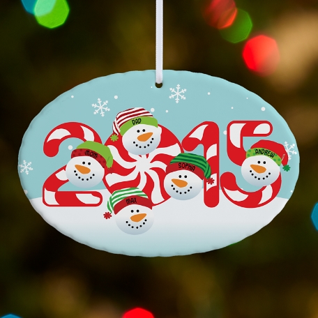 2015 Snowman Family Oval Ornament
