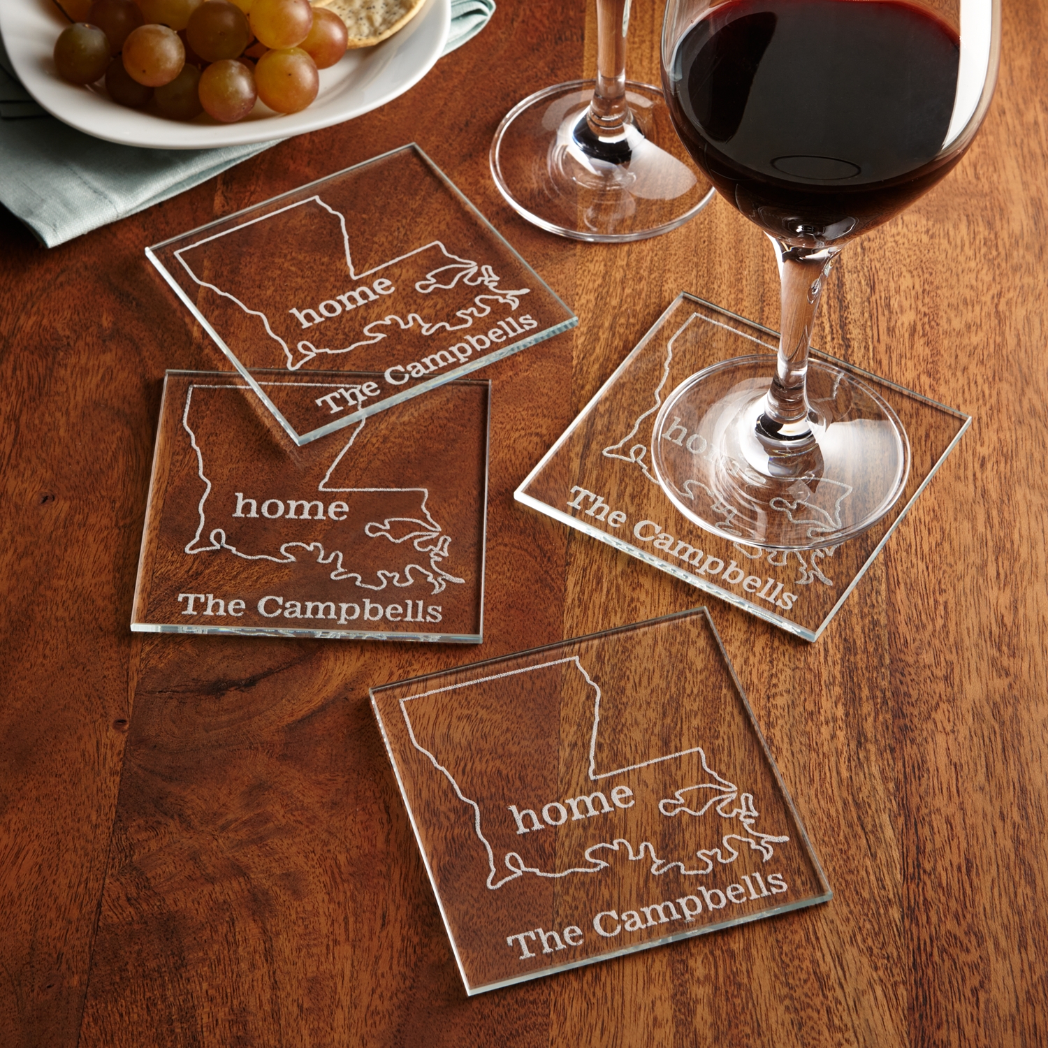 monogrammed glass coasters