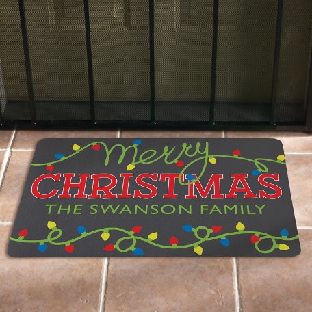 String of Lights Holiday Doormat