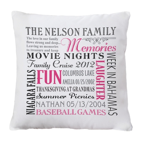 Remember When Family Throw Pillow - Pink