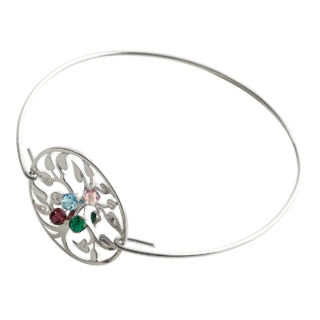 Family Tree Birthstone Bangle Bracelet