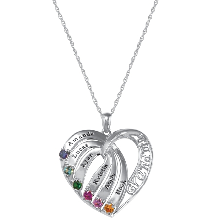 Grandma's Heart Birthstone Necklace