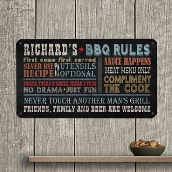 Rules for Great Grilling Metal Sign