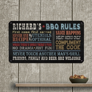 Rules for Great Grilling Metal Sign
