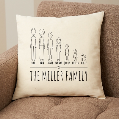 Character Ensemble Personalized Family Pillow