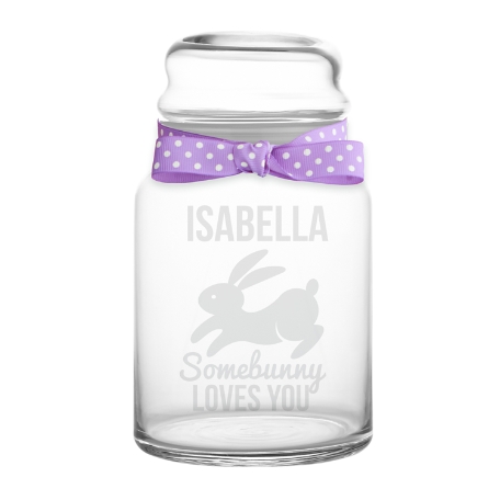 Somebunny Love You Glass Candy Jar