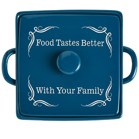 Navy Blue 3qt Square Stoneware Casserole Dish - Any Message