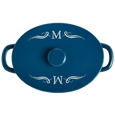 Blue 4qt Oval Stoneware Casserole Dish - Initial