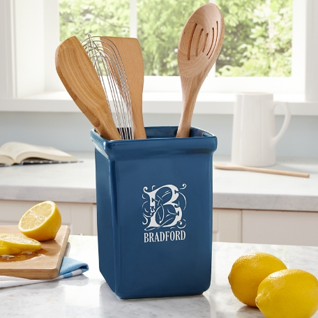 Elegant Monogram Personalized Utensil Holder