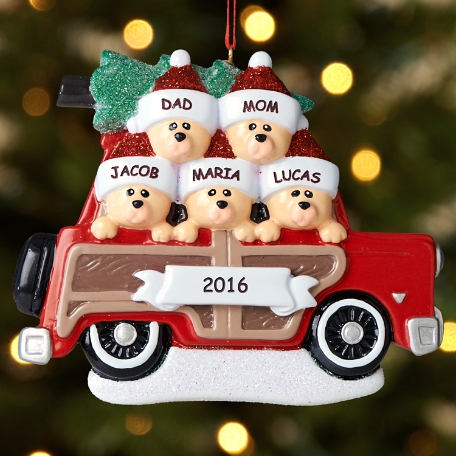 Classic Woodie Wagon Family Ornament