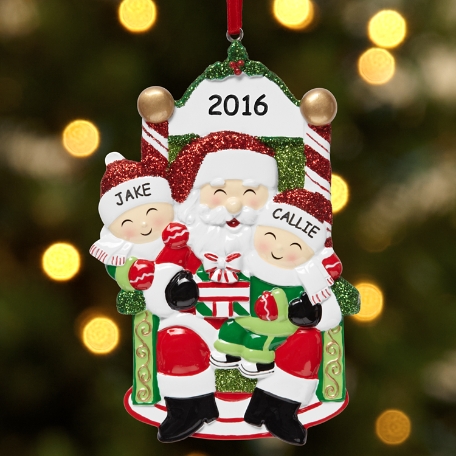 Visiting Santa Family Ornament