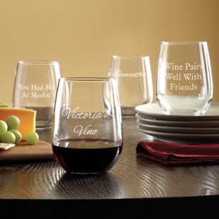 Custom Engraved Stemless Wine Glasses - Bridesmaid Gifts - Bridesmaid Gifts  Boutique