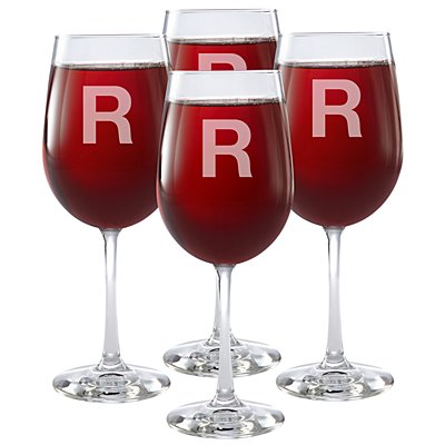 Classic Monogram Stemware Wine Glasses - Set of 4 - Block Initial