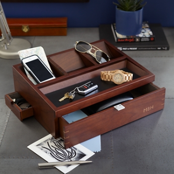 Men's Wooden Personalized Charging Station & Organizer