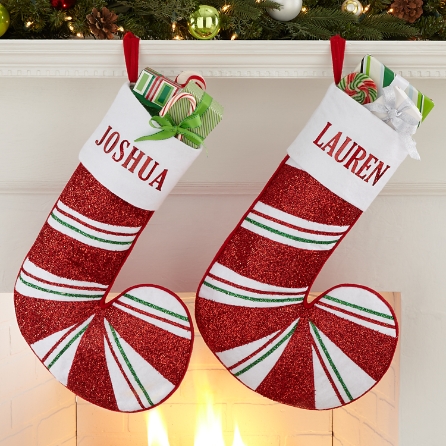 Glitter Candy Cane Personalized Stocking Personal Creations