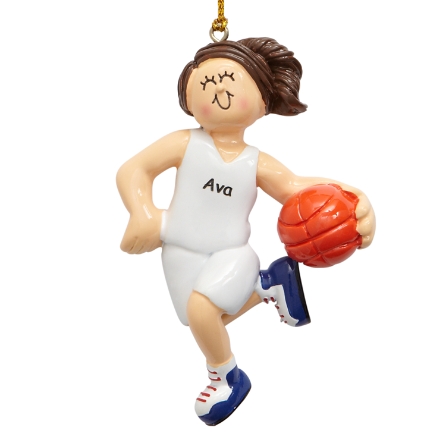 Basketball Player Ornament Female Light Skin Brown Hair