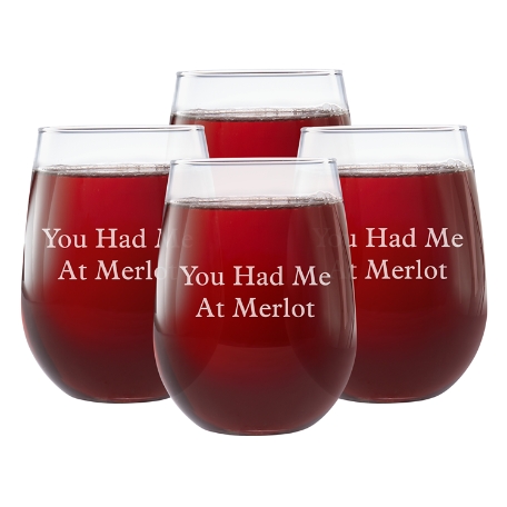 Create Your Own Stemless Wine Glass-Block Message-Set of 4