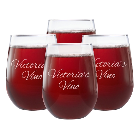 Create Your Own Stemless Wine Glass-Script Message-Set of 4