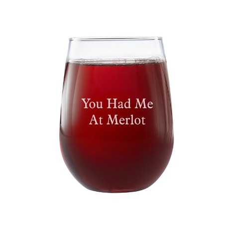 Create Your Own Stemless Wine Glass-Block Message-Single Glass