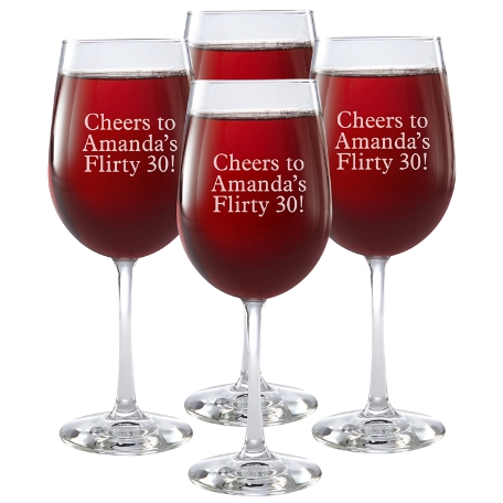 Create Your Own Stemware Wine Glass - Set of 4 - Message - Block