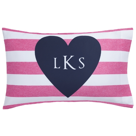 I Heart Stripes Pillowcase - Monogram