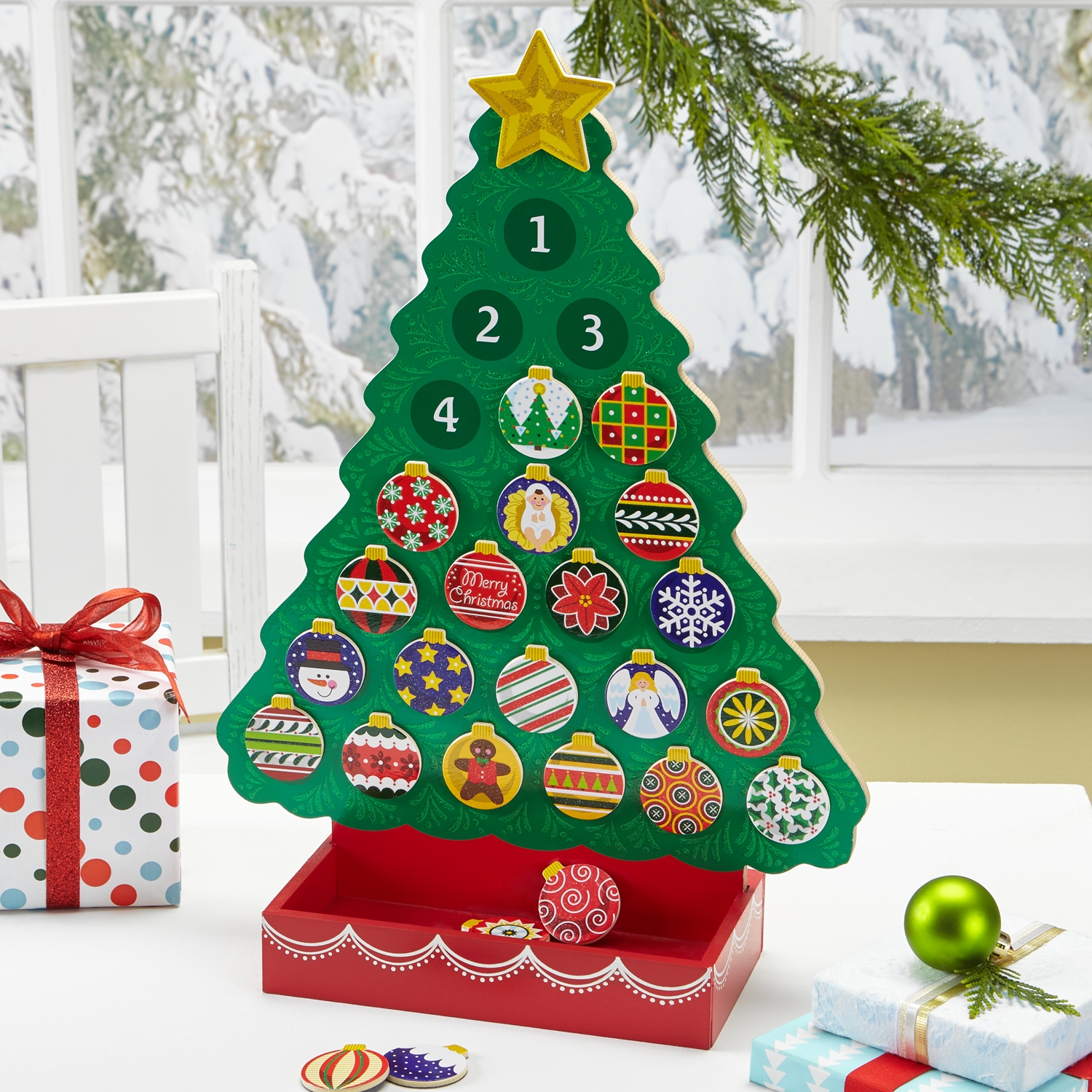 melissa and doug countdown to christmas wooden advent calendar