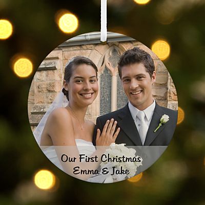 Picture Perfect Couple Photo Message Round Ornament