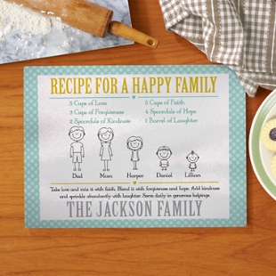 Recipe for A Happy Family Glass Chopping Board