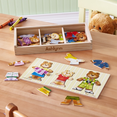 Melissa Doug Wooden Bear Family Dress Up Puzzle
