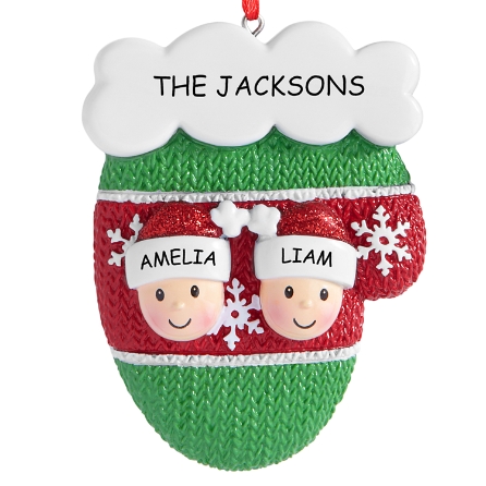 Knit Mitten Family Ornament 2